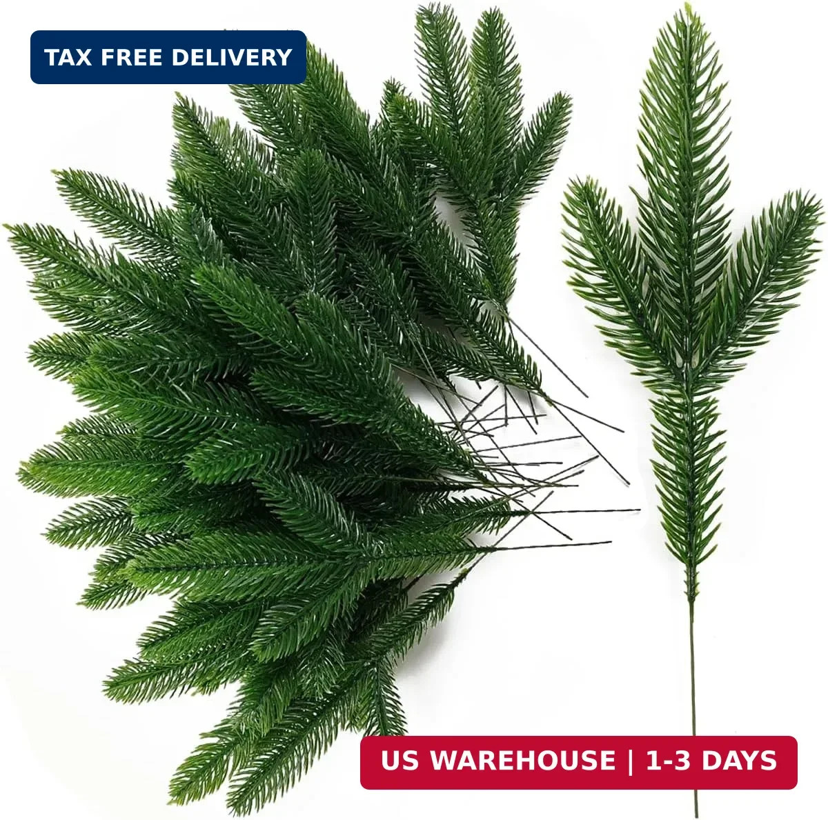 TIHOOD 25PCS 10 Inches Artificial Pine Branches Garland Green Plants Needles Fak