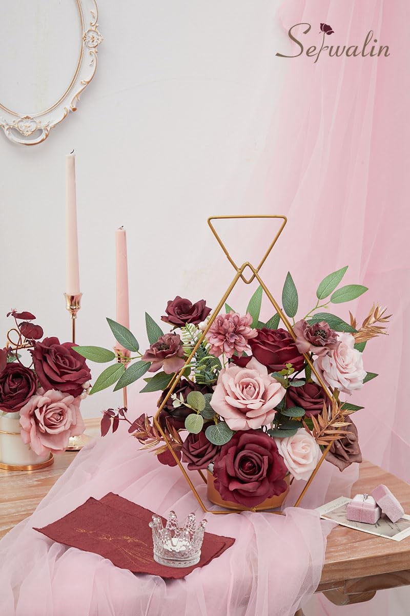 Artificial Flowers Wedding Flowers, Fake Burgundy Flowers Pink Bridal Shower …
