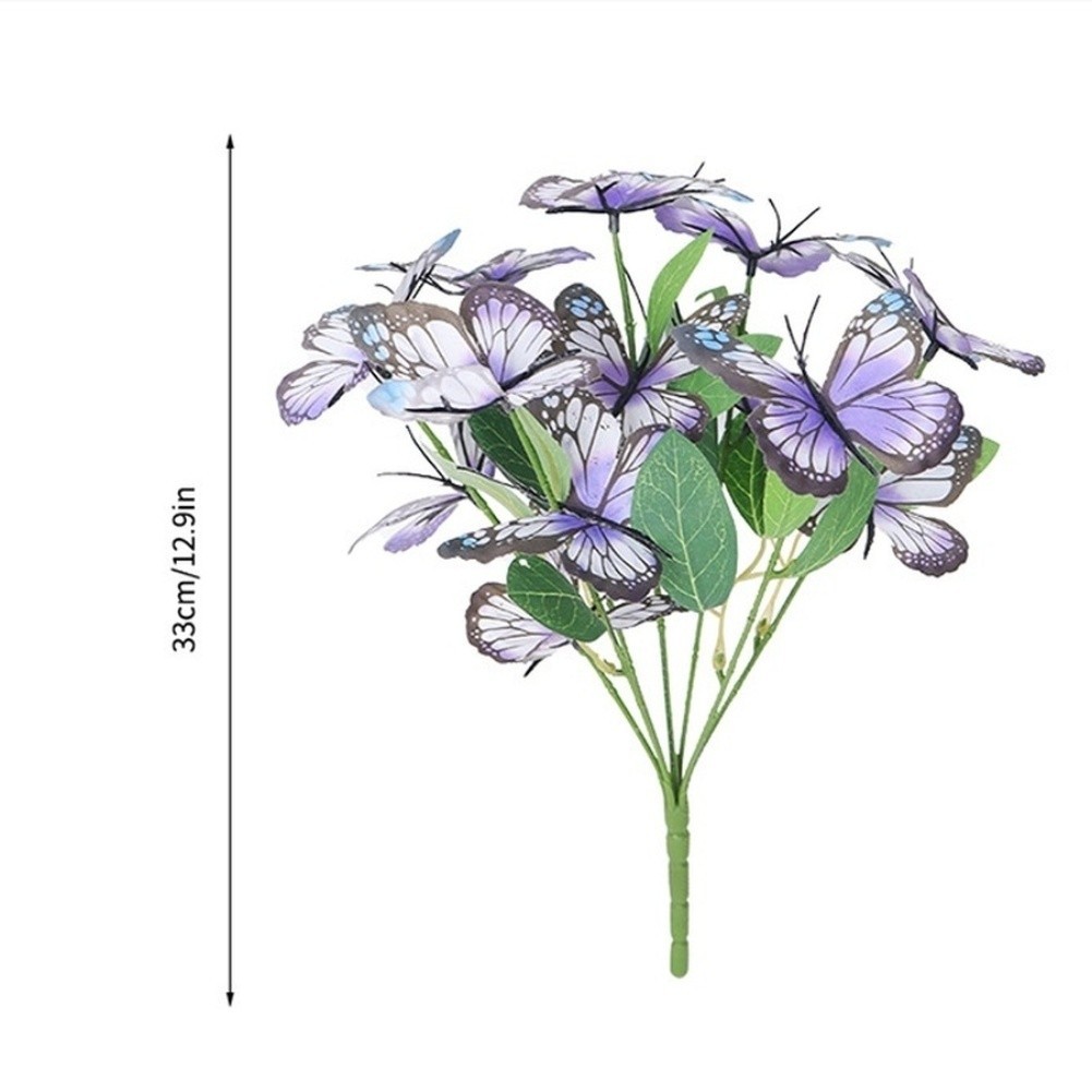 Artificial Silk Butterfly Stems with Leaves Colorful Faux Floral Decor 33cm
