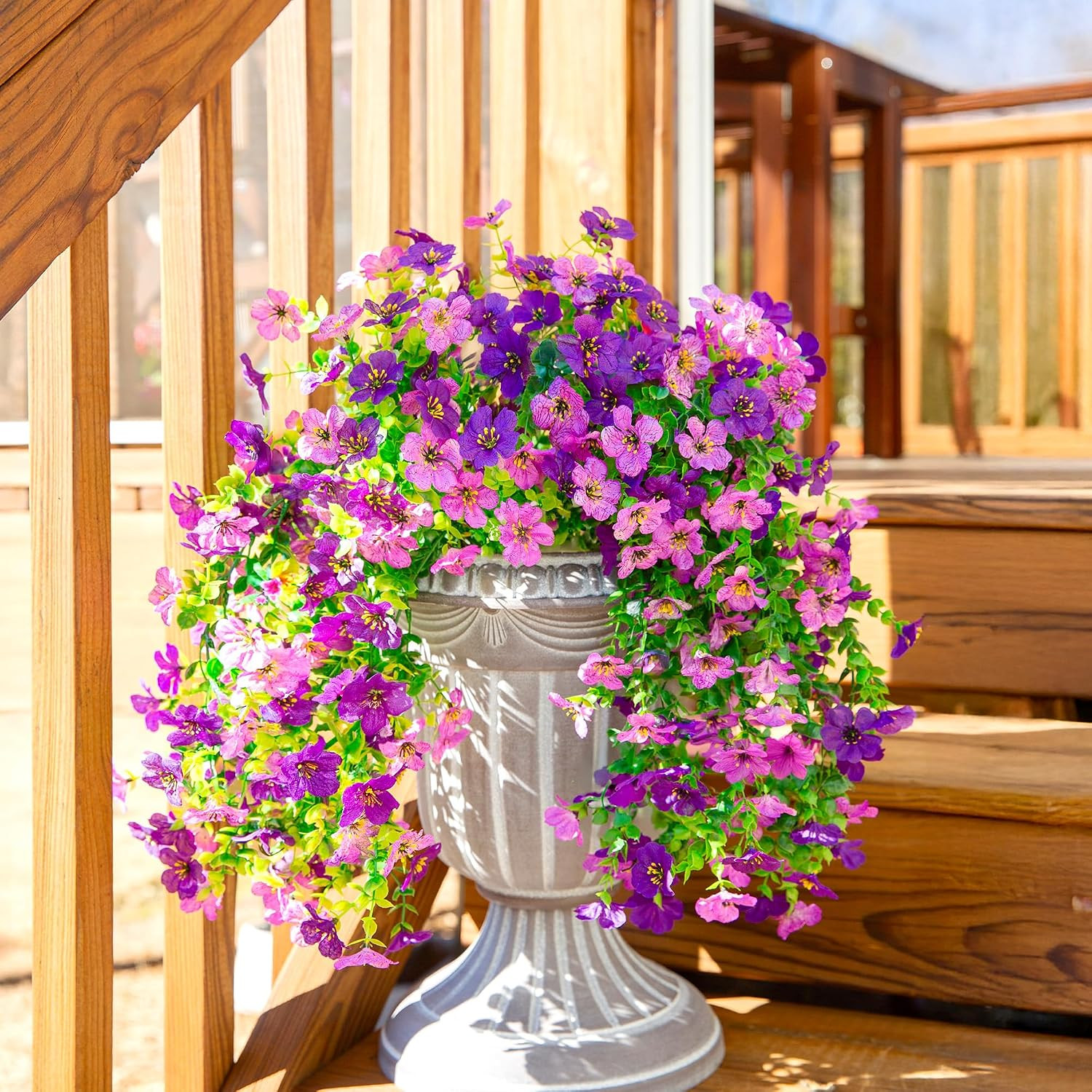 Artificial Faux Hanging Flowers Plants for Spring Outdoor outside Decoration, 2