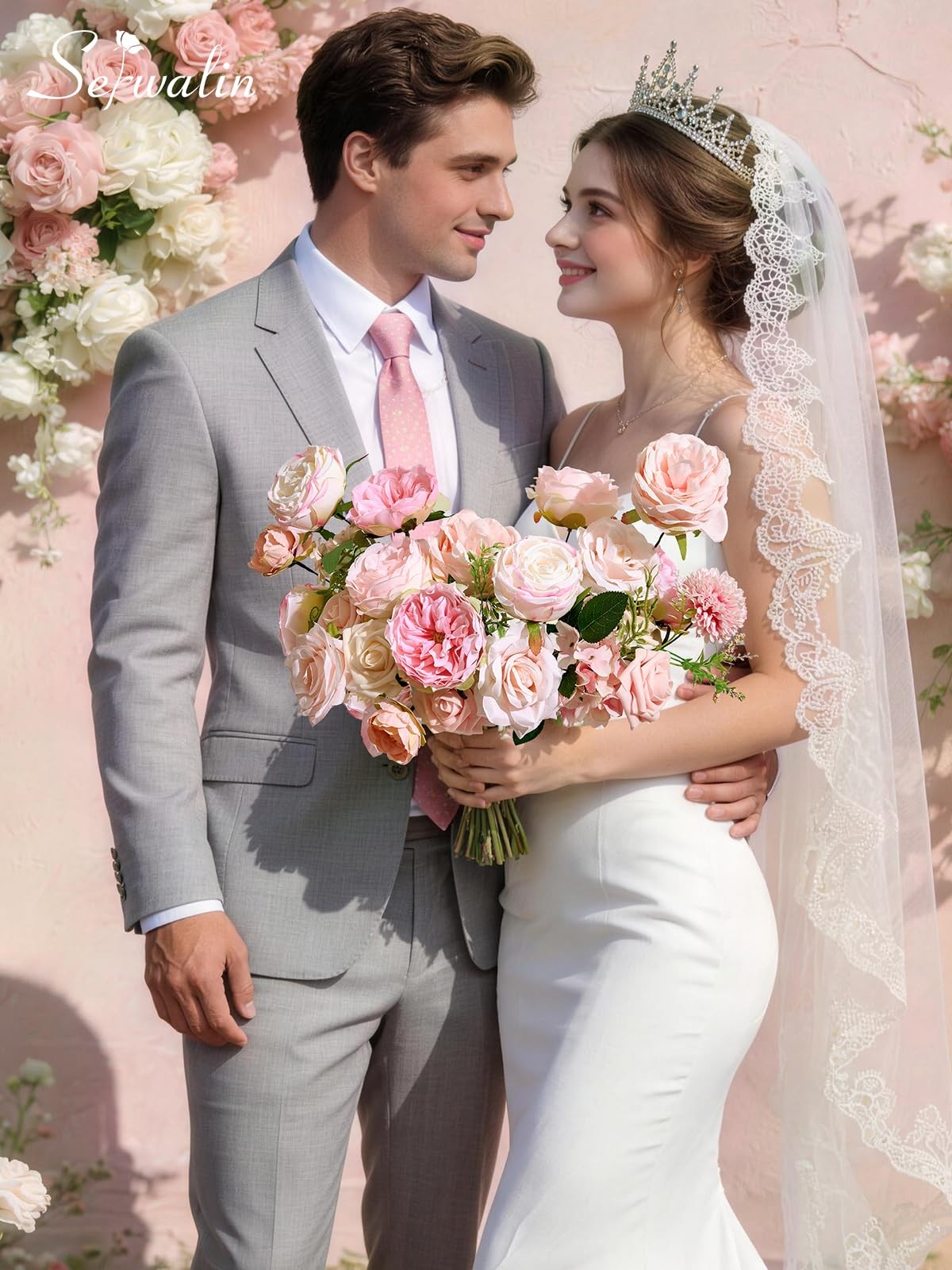 Artificial Flowers Pink Flowers Fake Silk Flowers Wedding Cake Flowers for We…
