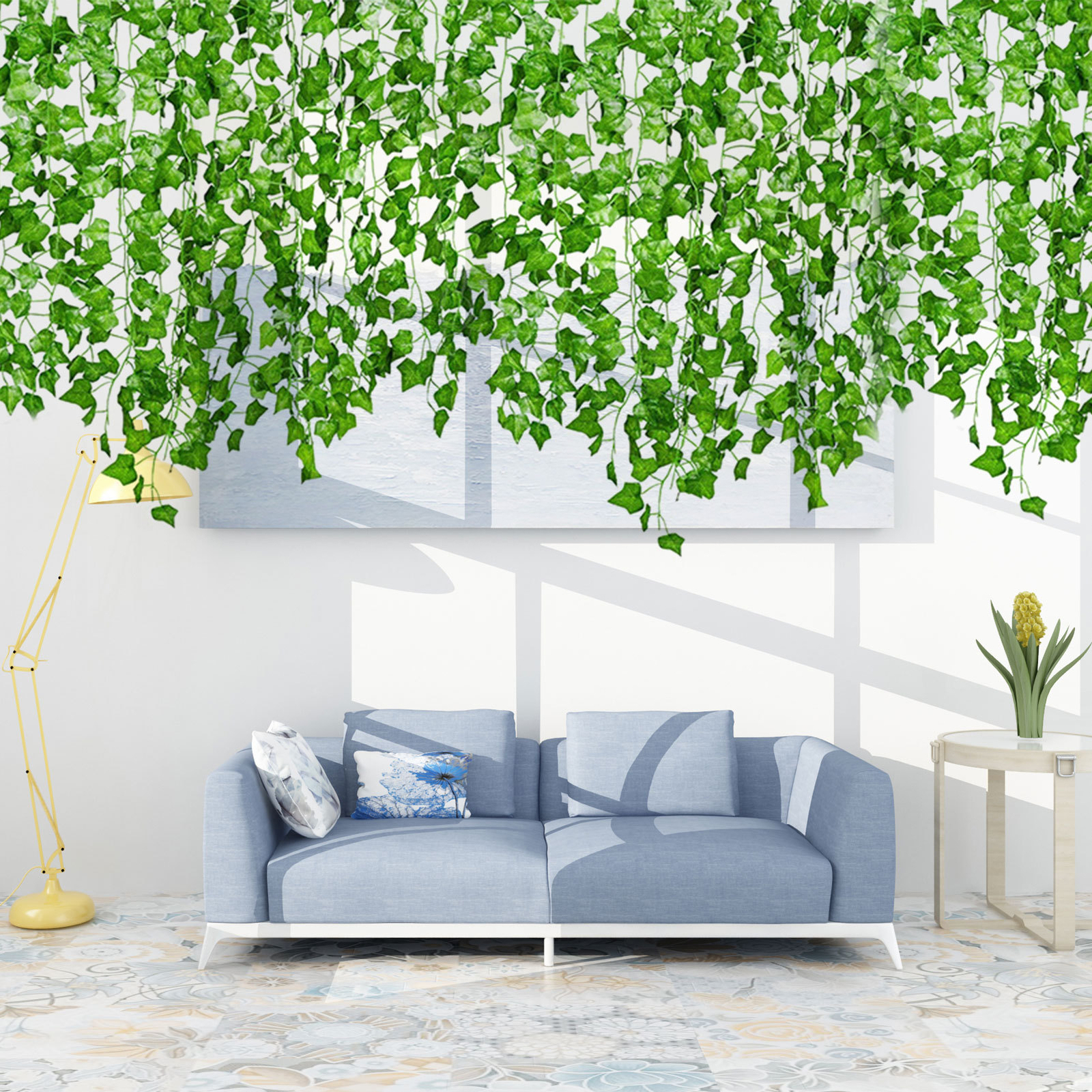 2.2M 12 Pcs Fake Ivy Leaves Artificial Ivy Vine Hangings Home Garden Decoration