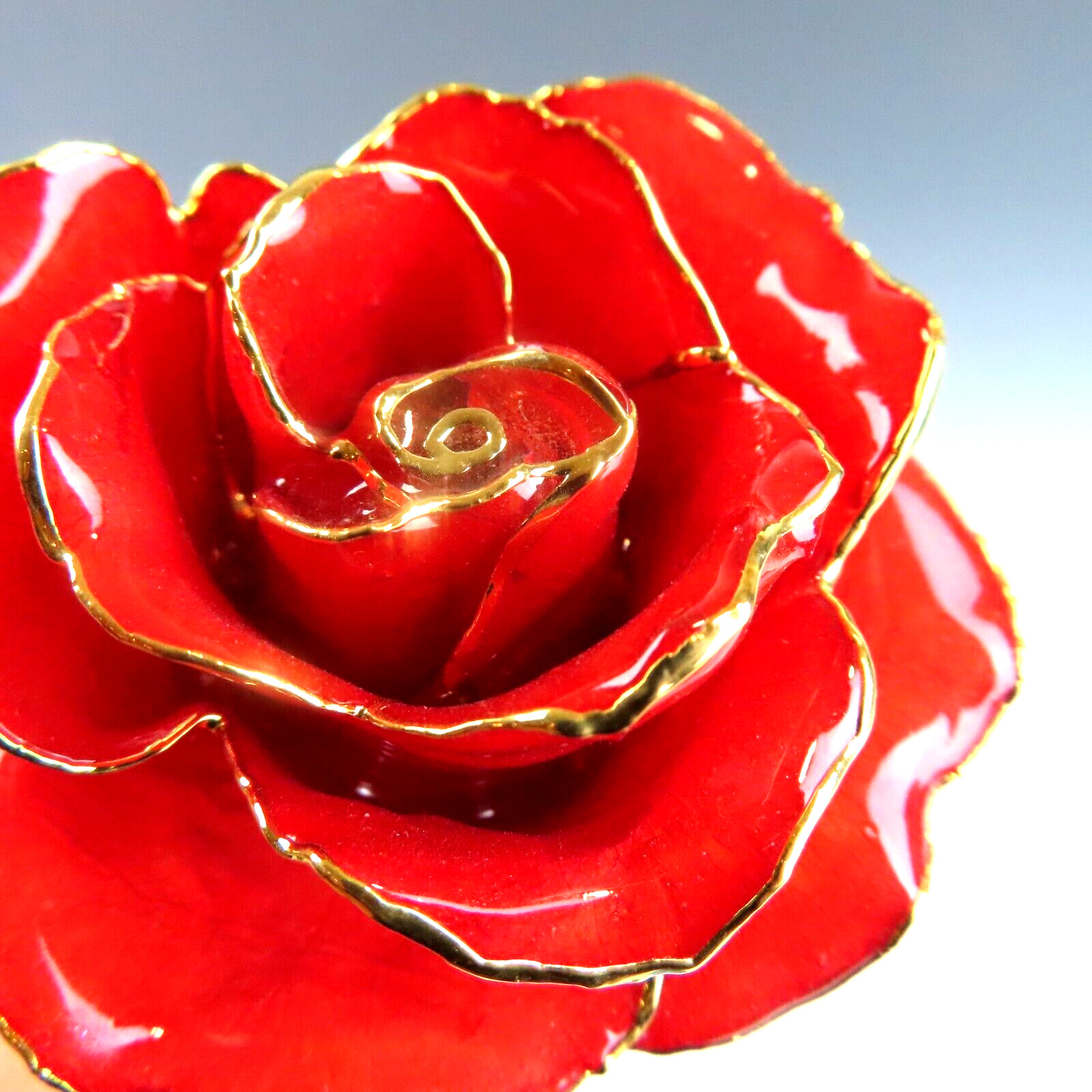 Real Red Rose Preserved & Dipped in 24K Gold – 11″ Long Stem Gift Keepsake