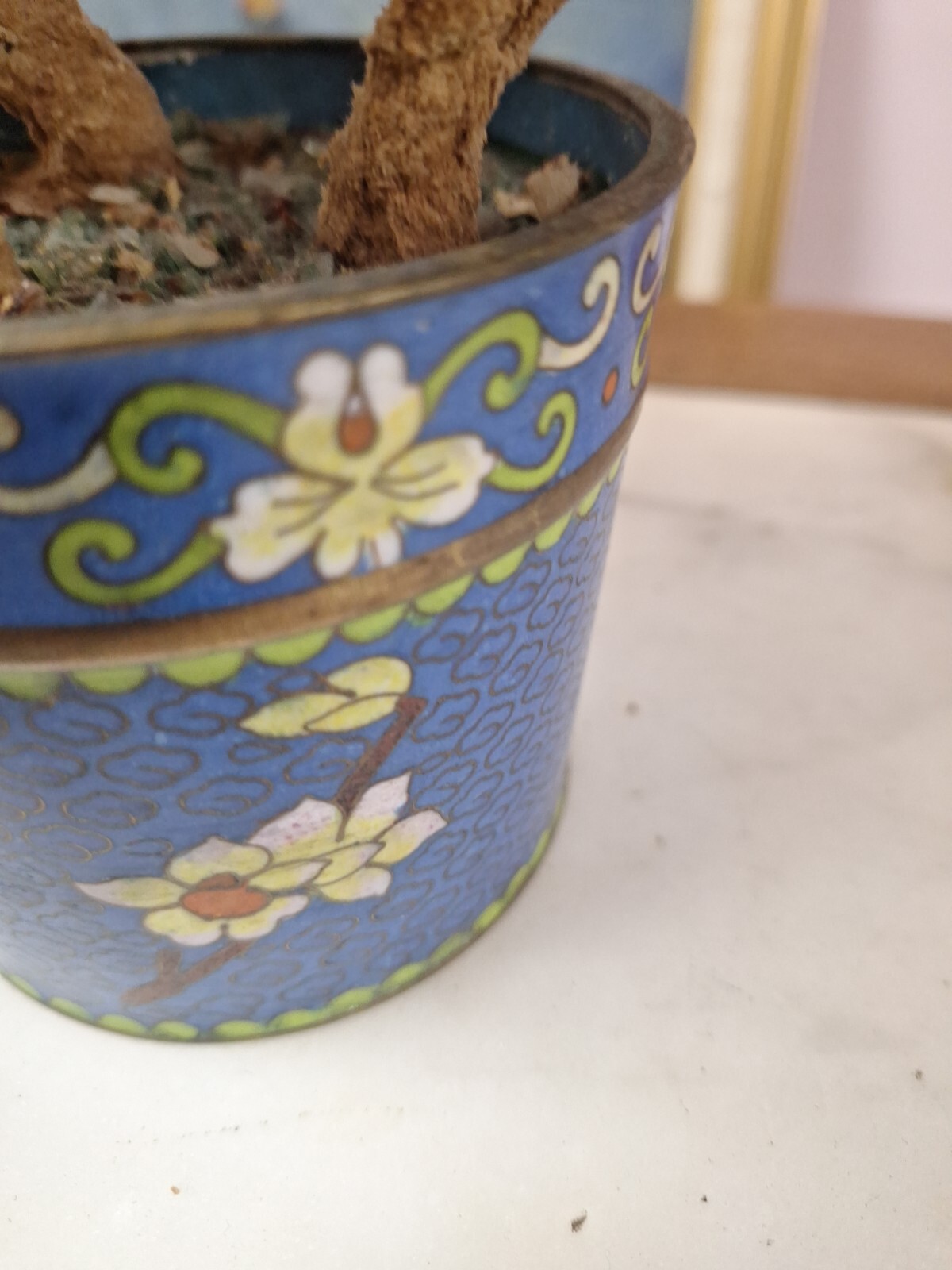 2 Hand Painted Japanese Flower Pots With Artificial Flowers With Jade 3.5″ Diam