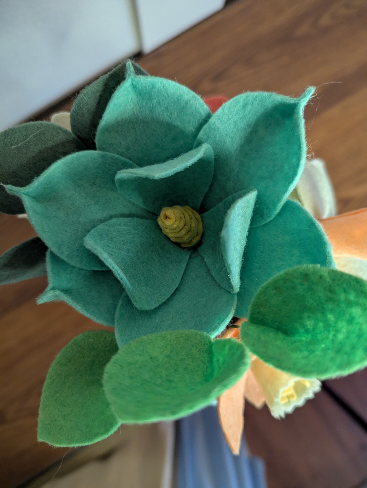 Beautiful Hand Cut Wool Blend Felt Flower Bouquet Gift Wrapped/Great Gift Idea!
