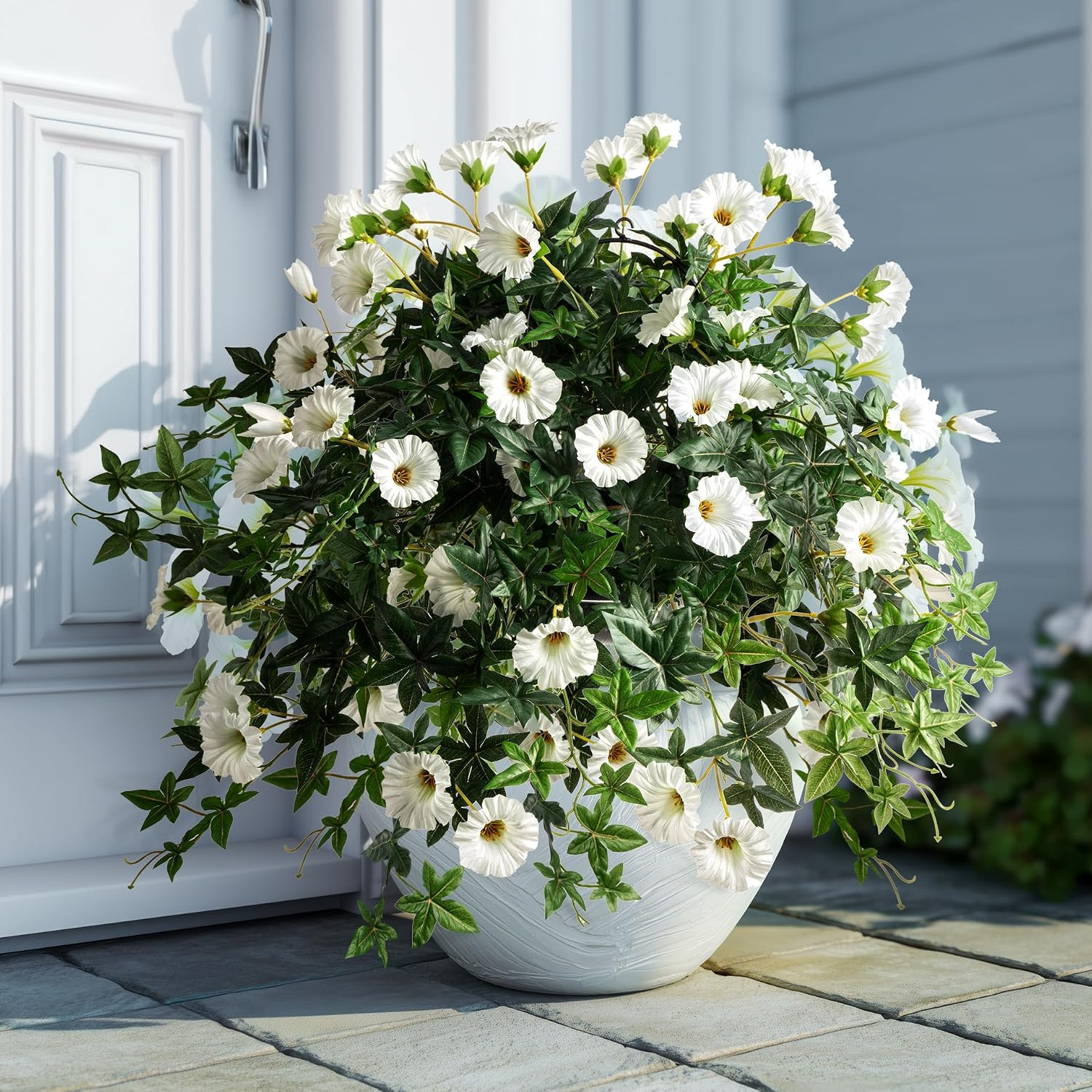 UV Resistant Artificial Petunias – 2PCS Hanging Silk Flowers for Outdoor Decor