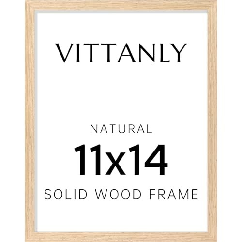 Picture Frame, Solid Wood Frame with Plexiglass, Includes 8×10 11×14 Natural