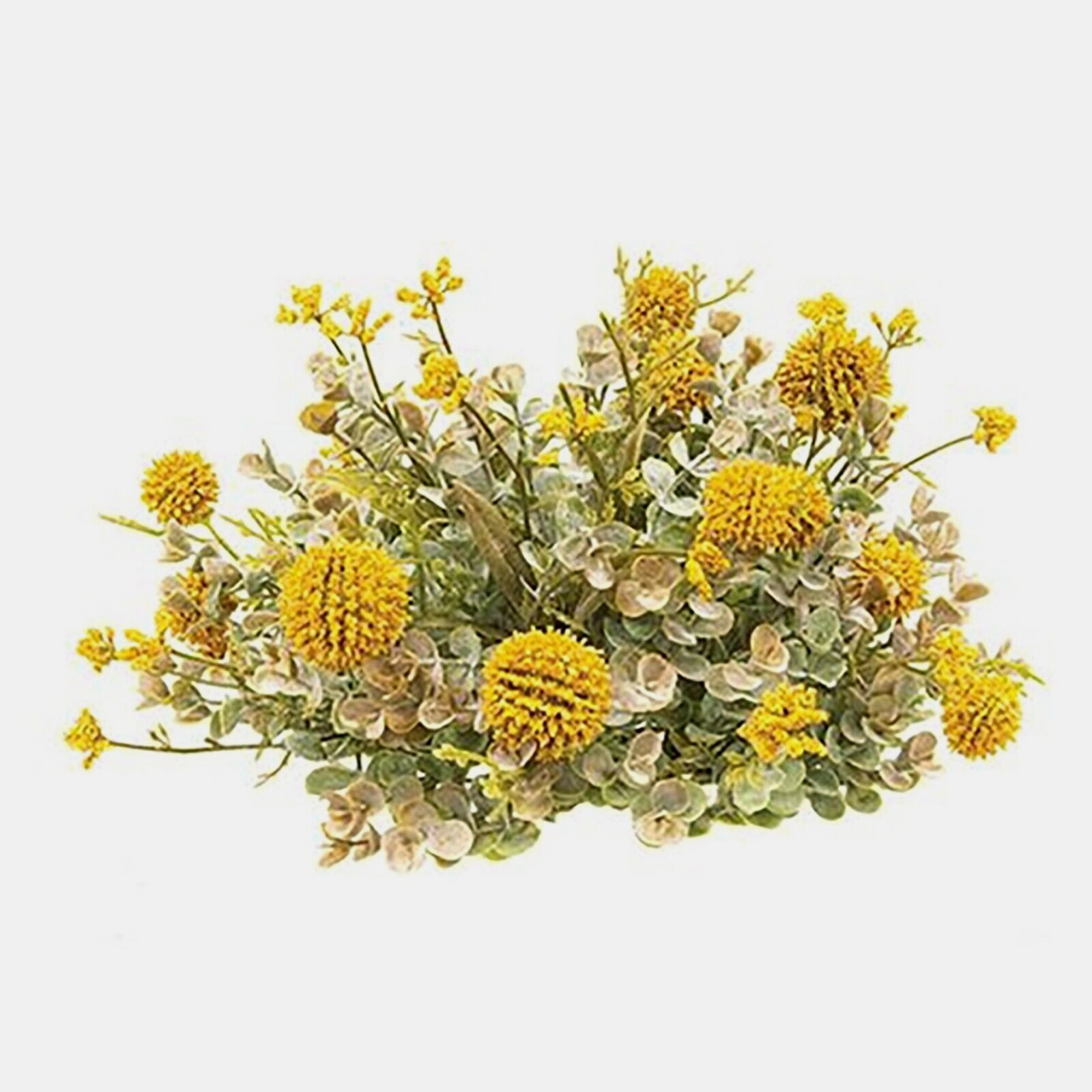 FALL Artificial Mustard Yellow Woolyhead Eucalyptus 1/2 Sphere Greenery Flower