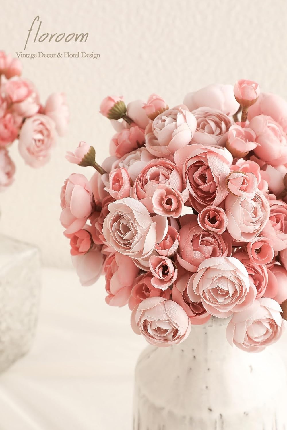 Artificial Flowers Ranunculus 18 Pcs Dusty Rose Faux Silk Mini Wedding Decor