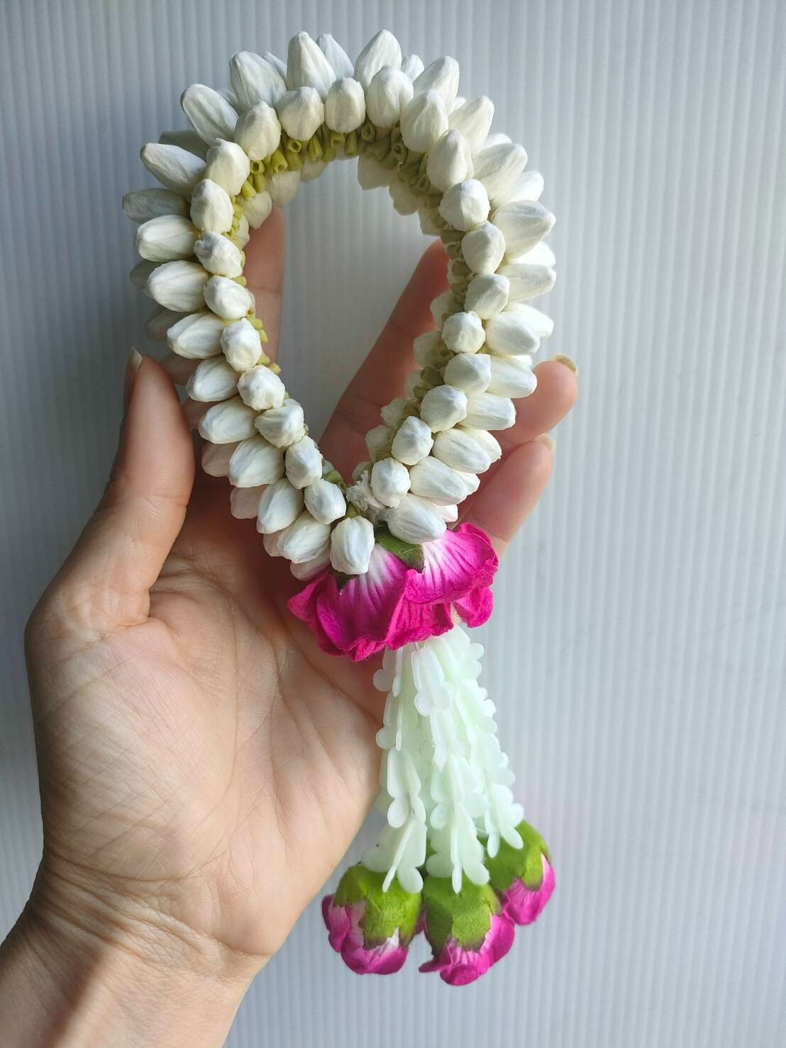 Garland Artificial Jasmine flowers Tissue Paper Fragrant Glue White Round Ubamal