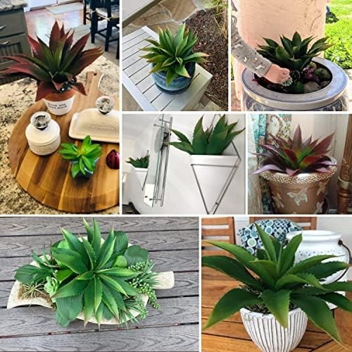 JUSTOYOU Large Artificial Succulents Aloe Plants Real Touch Fake Large, Red