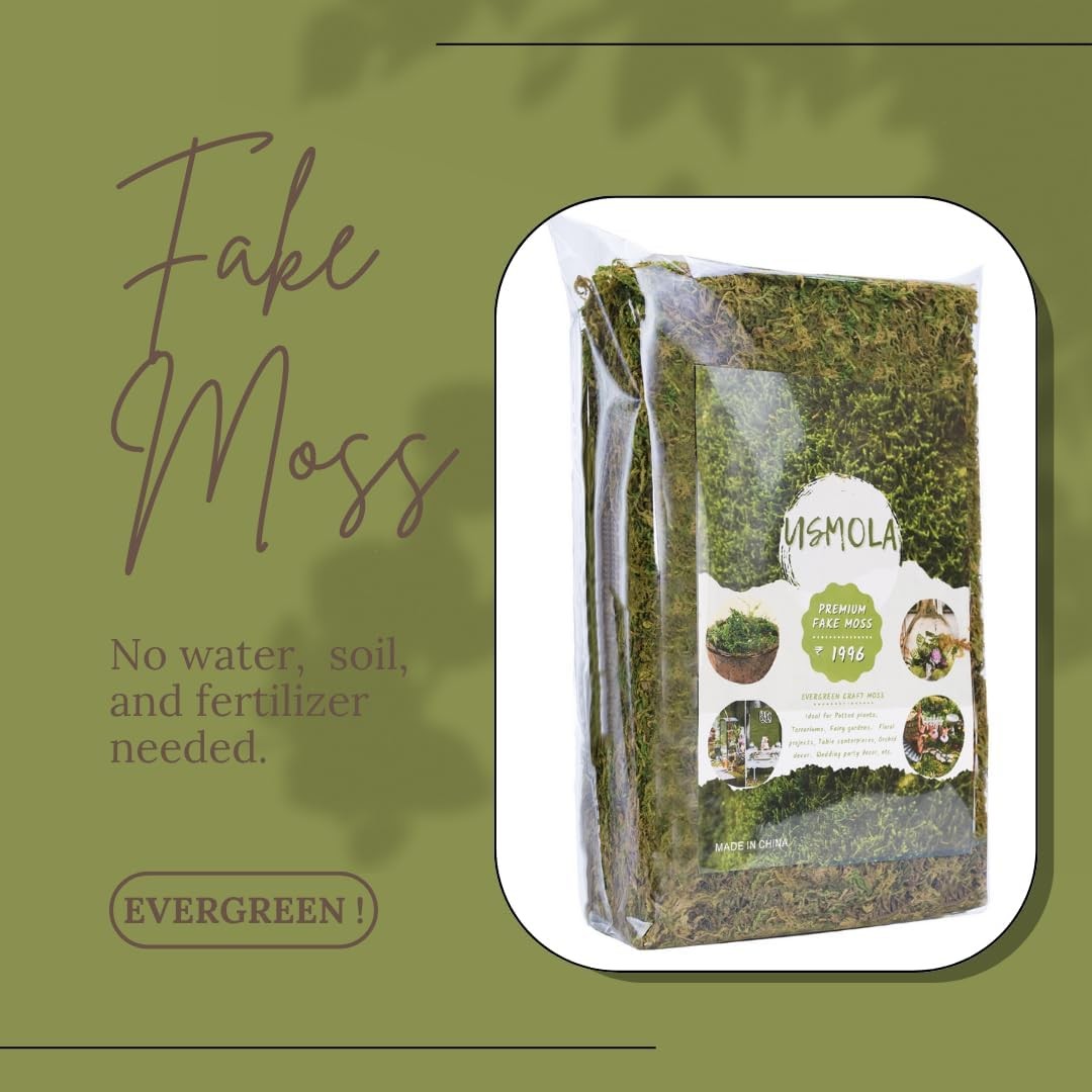 Fake Green Moss for Potted Plants, 4OZ Artificial Moss for DIY Crafts, Faux Moss