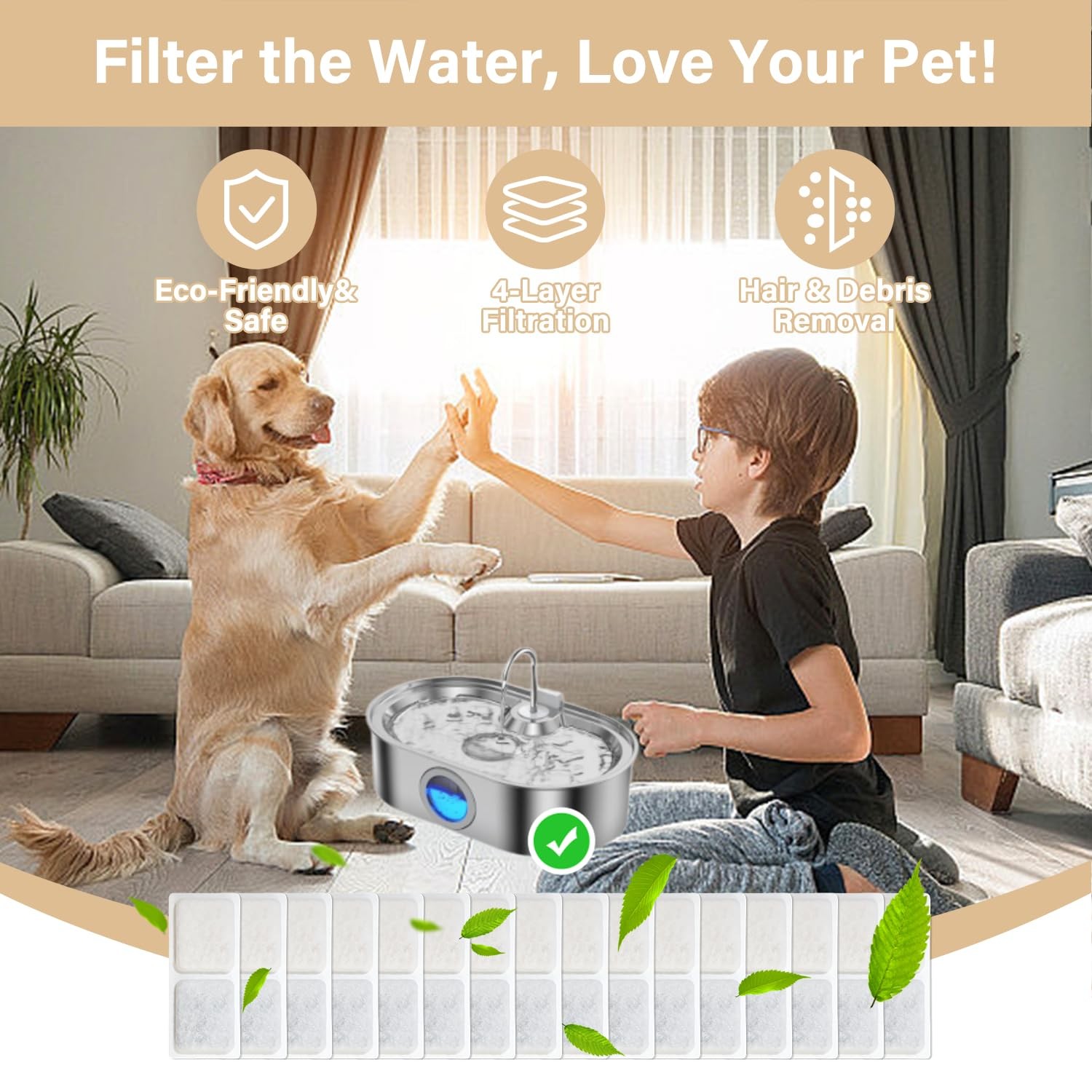 16+16 Pack Replacement Filters Compatible with 3.4Gal Standard Size, White