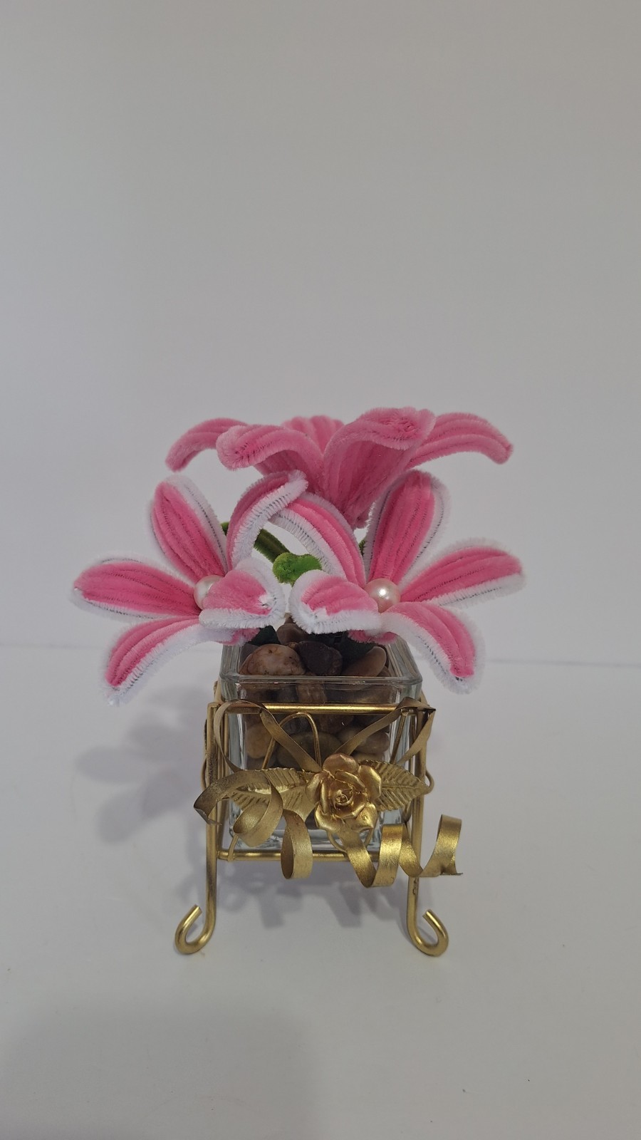 Mini Artificial Lily Flower Arrangement & Centerpiece, Multicolor Plastic/Wire