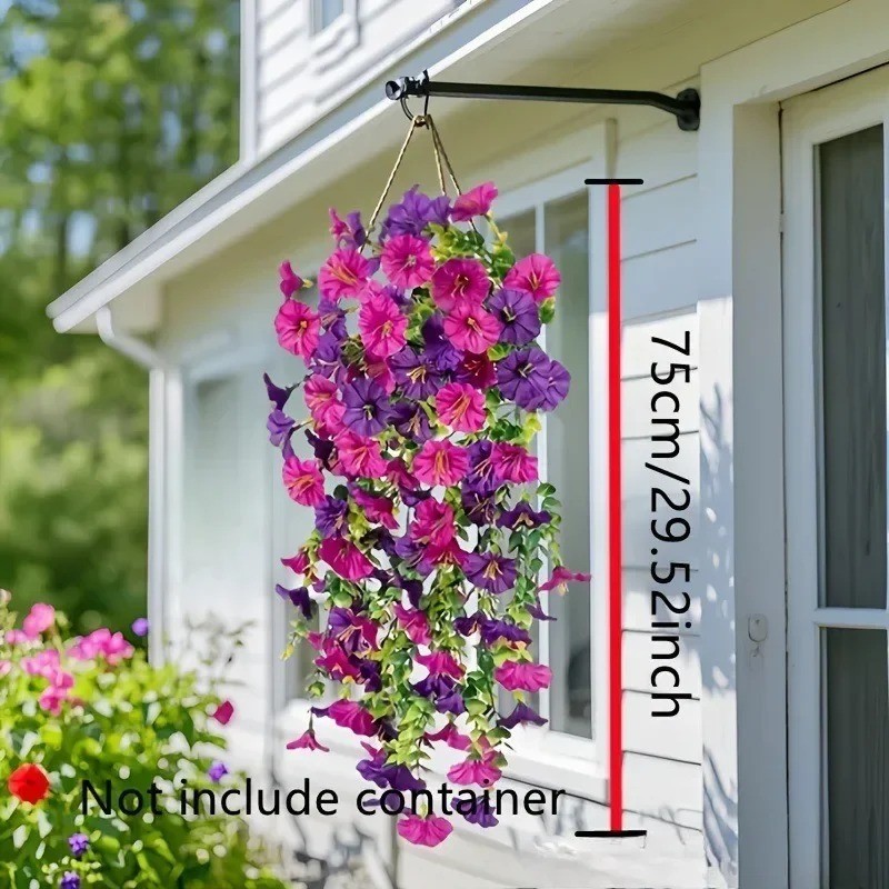 2PCS Artificial Morning Glory Vines UV Resistant Hanging Flowers Outdoor Decor