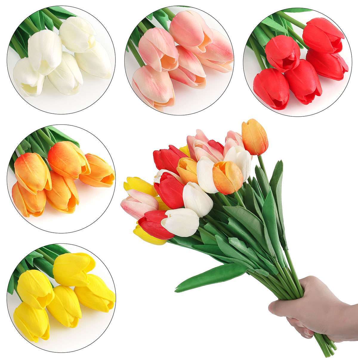 5X Real Touch Artificial Tulips Bouquet Bridal Home Wedding Party Festival Decor