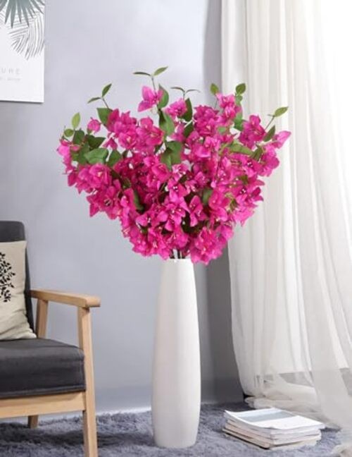 12PCS Bougainvillea Artificial Flowers 31.50″ Long Stem Fake Silk Deep Pink