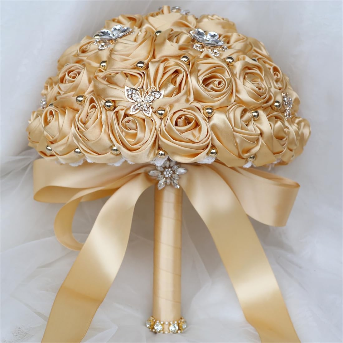 Handmade Rhinestone Bridal Bouquet Crystal Wedding Round Tossing Bouquet Arti…