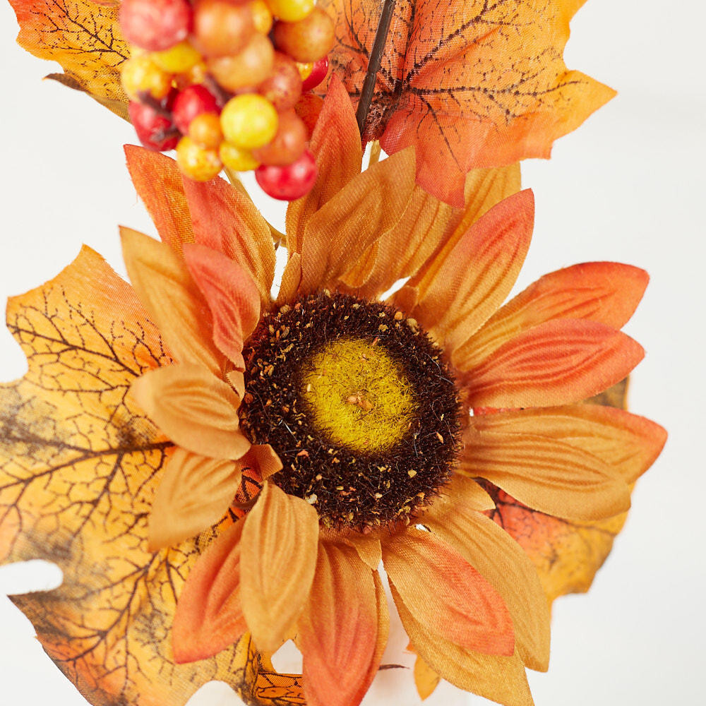 Group of 6 Fall Artificial Maple Leaf and Harvest Sunflower 12-3/4″ Picks