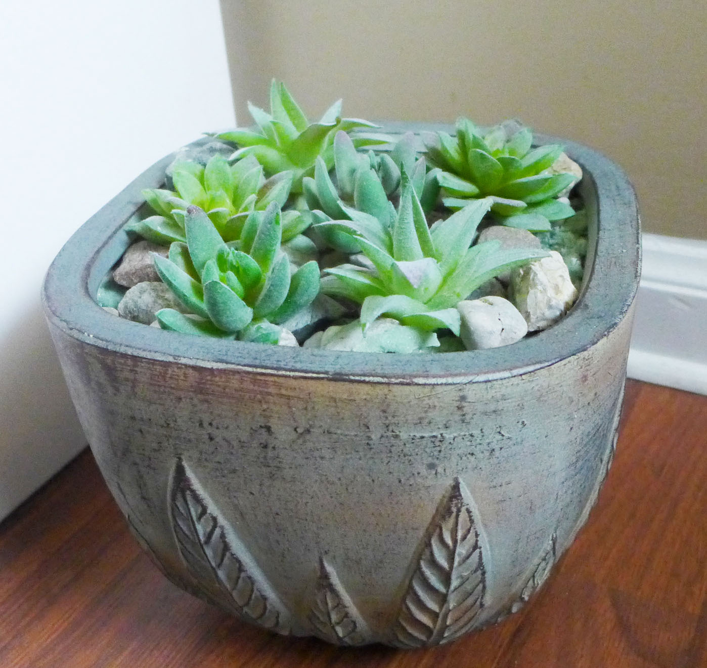Set of 6 Artificial Mini Succulents 3 Shape Green Grass