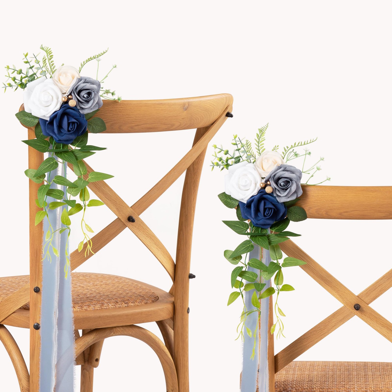 Wedding Chair Decorations Blue Pew Flowers Set of 10 for Wedding Ceremony Par…