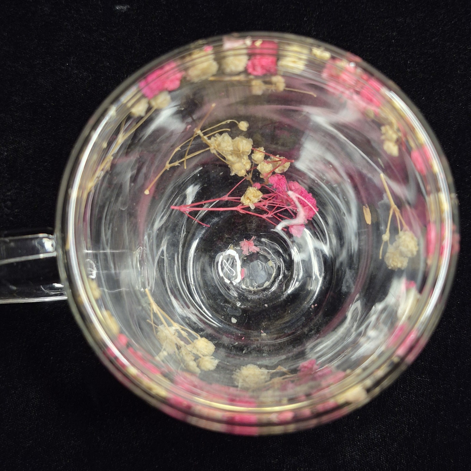 Dried Flower Glass Mug – Double Wall Clear Coffee Tea Cup – Botanical Floral