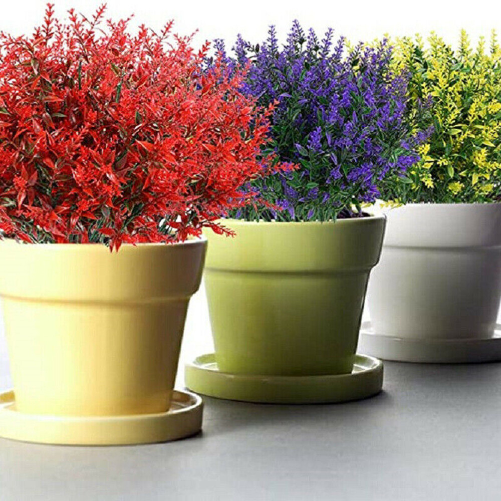 Artificial Flowers Plastic Fake Plants UV Resistant Home In/Outdoor Garden Decor