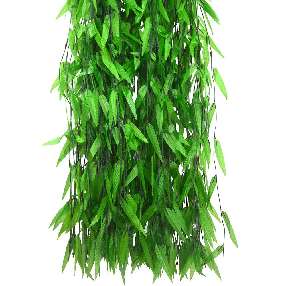 50 Strands Artificial Vine Fake Leaves Silk Willow Rattan Wicker Twig for Jun…