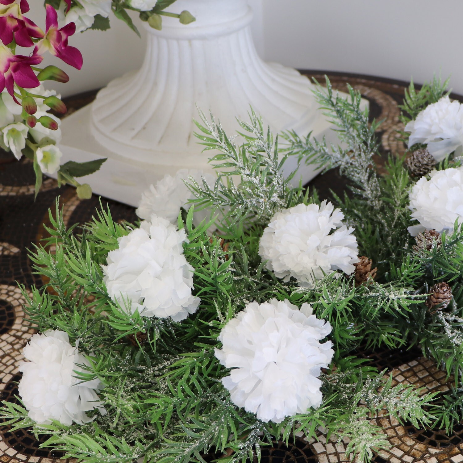 100 White Silk Carnation Picks: 5″ Floral Stems for Events, D?cor