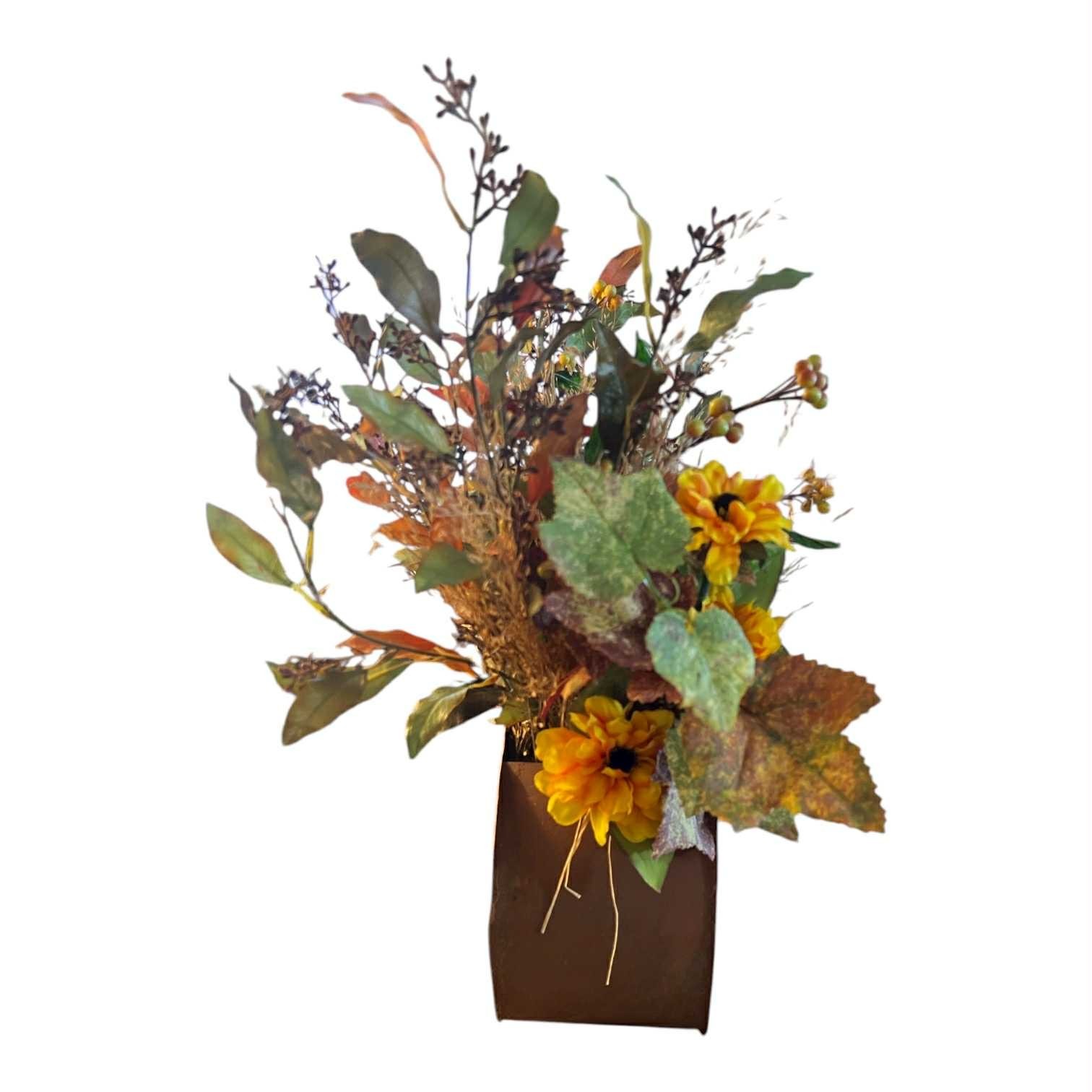 Halloween Faux Flower Arrangement Metal Container By Accents & Occasions 20″