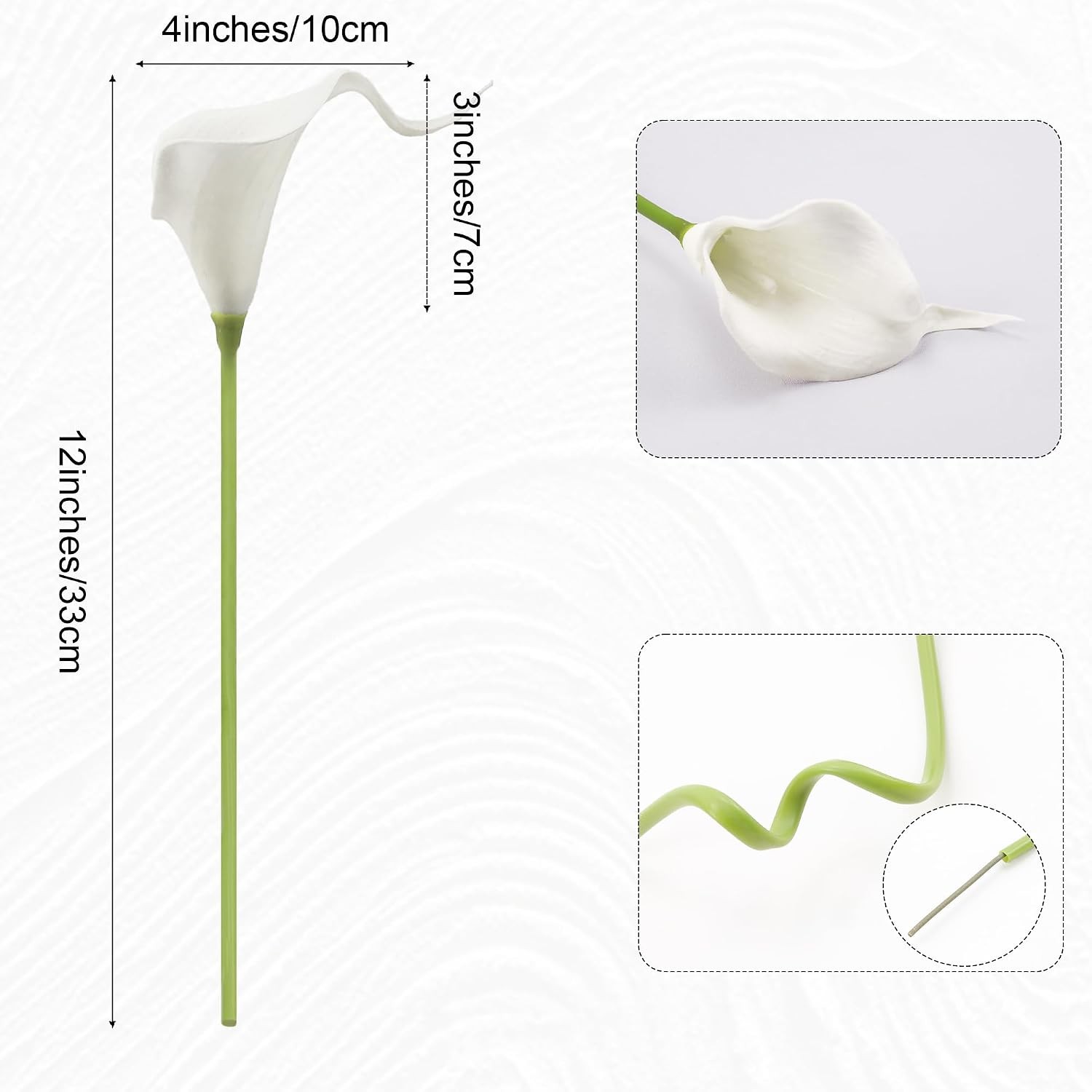 12Pcs White Calla Lily Artificial Flowers for Wedding Bouquet | Faux Real Touch