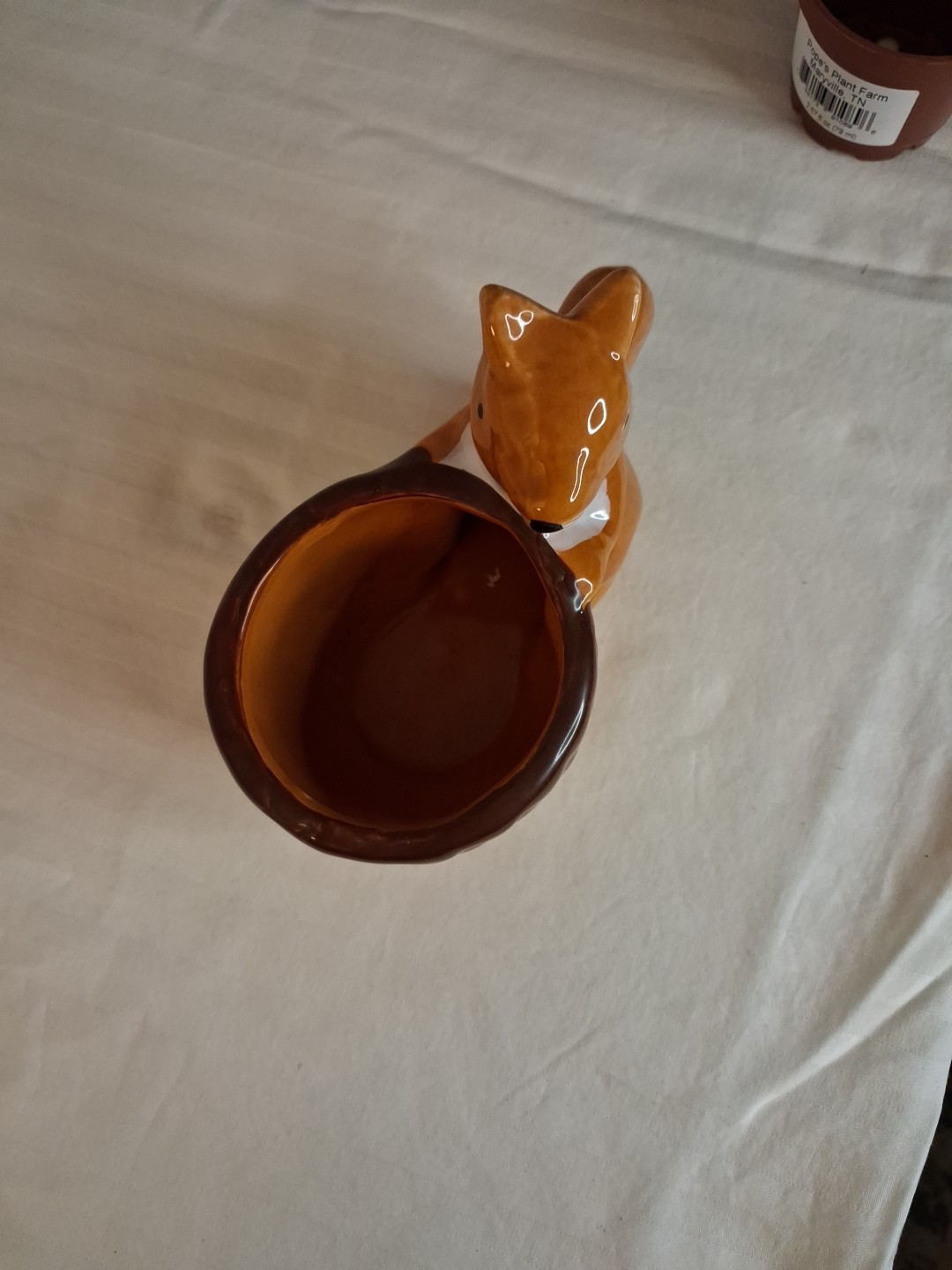 A Vintage Ceramic Squirrel Planter Mid-Century Cottage Core Glossy Glaze