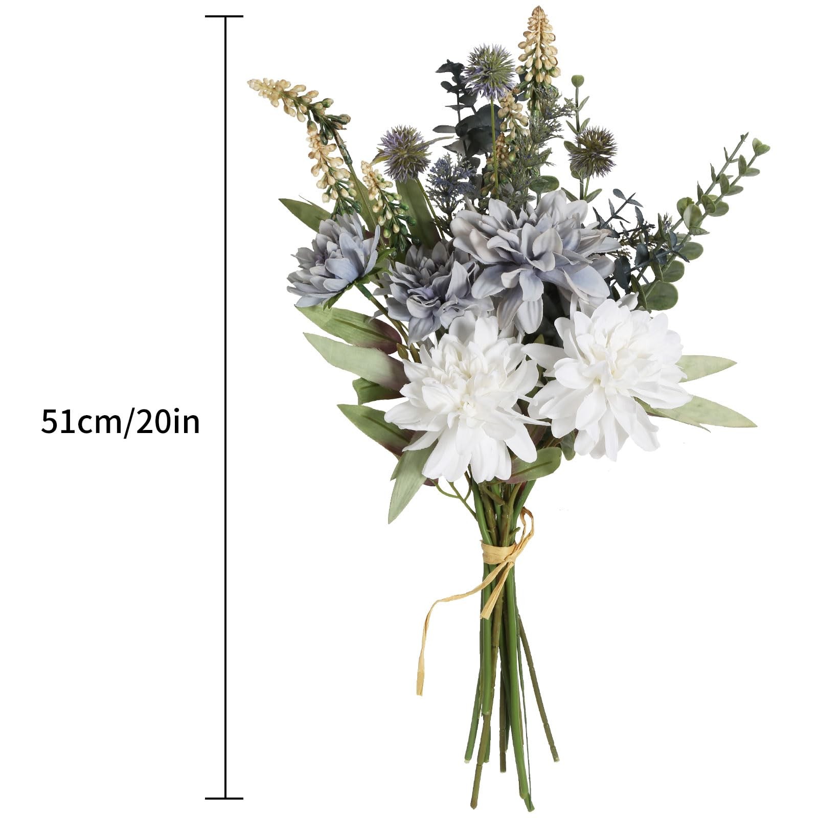 White Grey Silk Artificial Fake Faux Flower Bouquet For Vase Table Decor