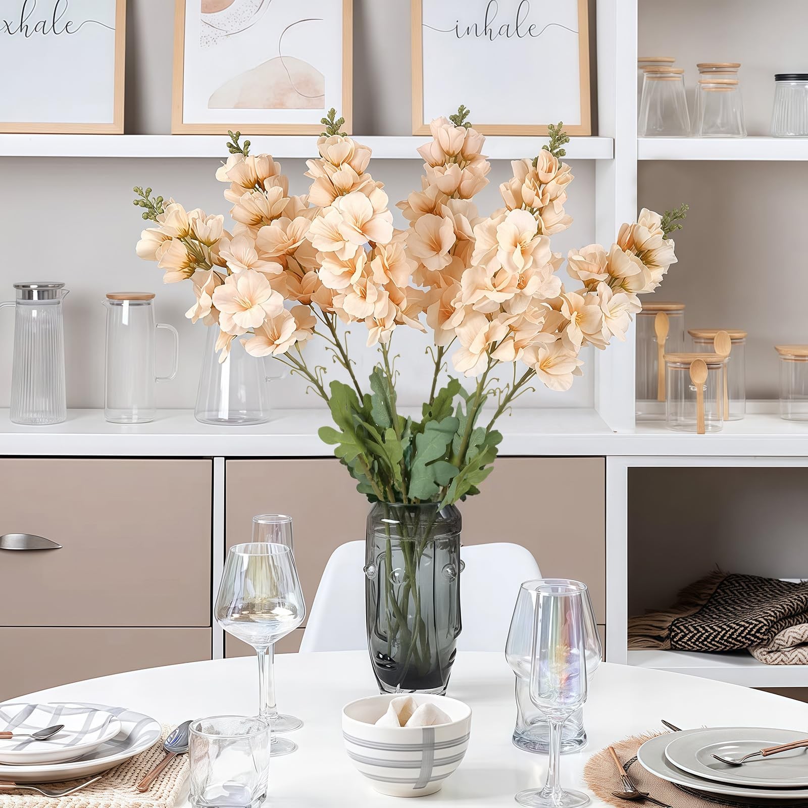 6PCS Gladiolus Artificial Flowers 33.5in Long Stem Fake Silk Flowers Faux Gla…