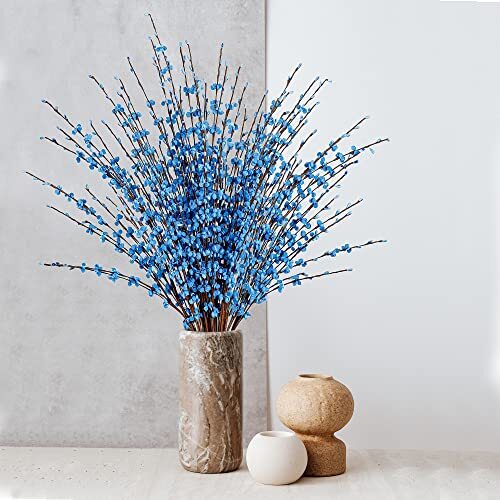 10 Pcs 29.5’’ Long Artificial Jasmine Flowers Tall Fake Flower Light Blue