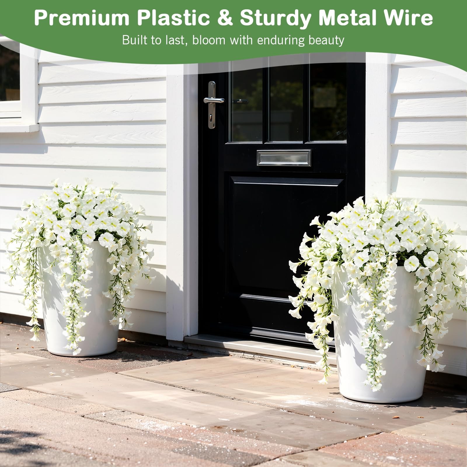 Artificial Fake Hanging Flowers Plants for Outdoor Summer Decoration, 2 PCS F…