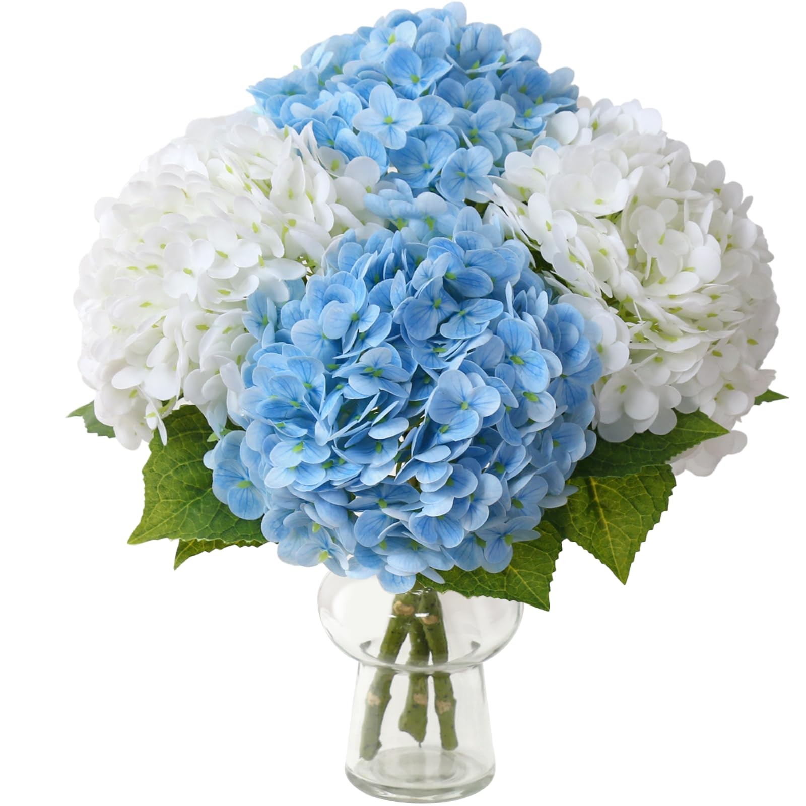 Hydrangea Artificial Flowers,4 Pcs Real Touch Hydrangea Flowers with 3 Pcs Bu…