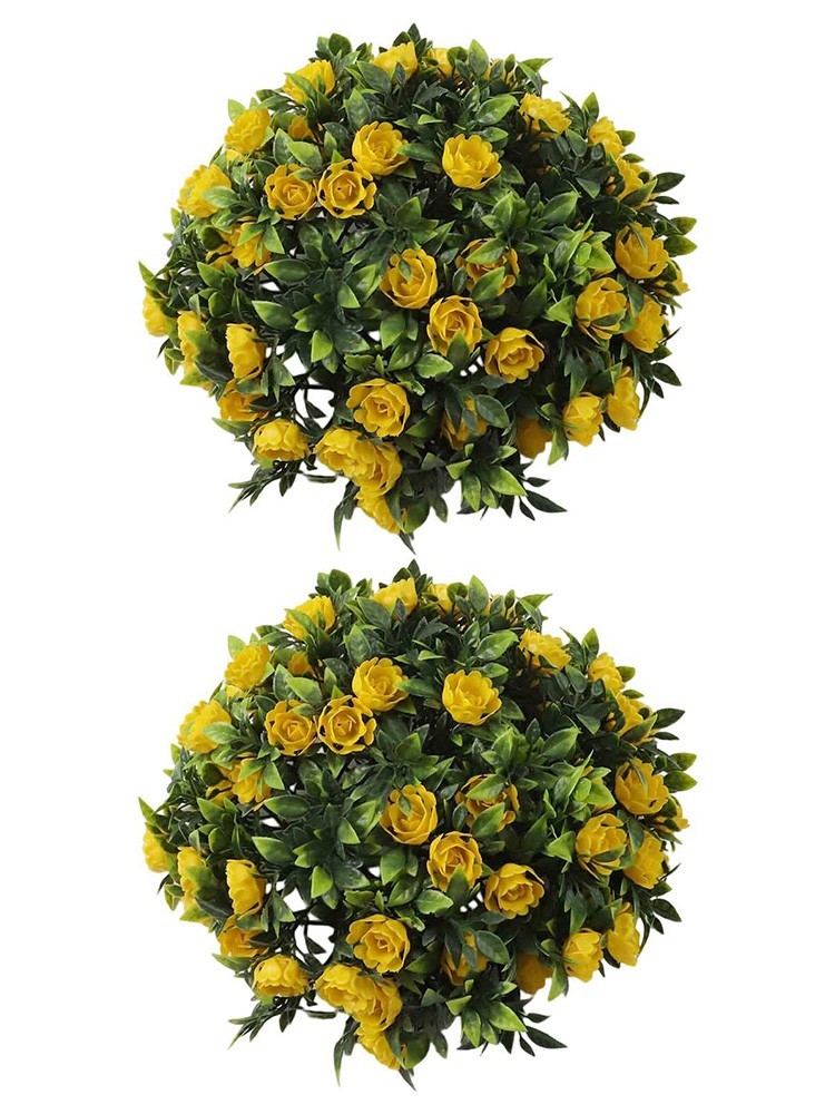 Set of 2 Faux Plant Balls Artificial Flower Balls 25cm for Hanging Decoration