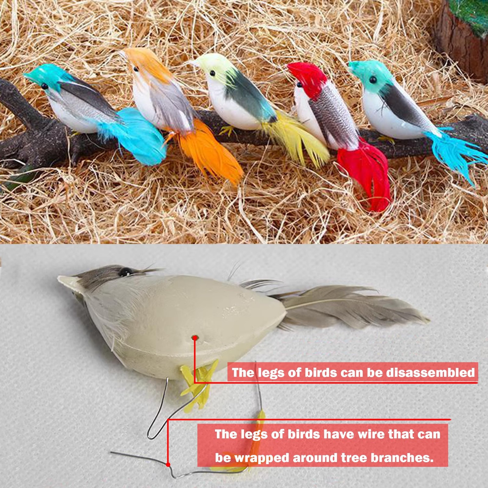 24 PCS Fake Birds Artificial Feather Birds Artificial Simulation Birds Colorf…