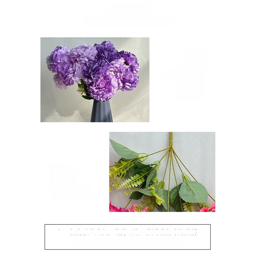 7 Artificial Peony Flowers White Black Red Blue Green Light Purple Deep Pink