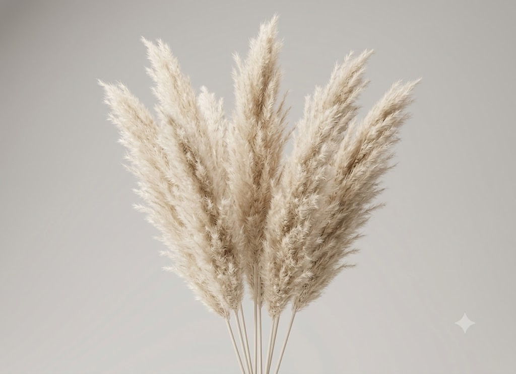 15 Stems Natural WhiteDried Pampas Grass – Fluffy Reed Grass for Home & Wedding