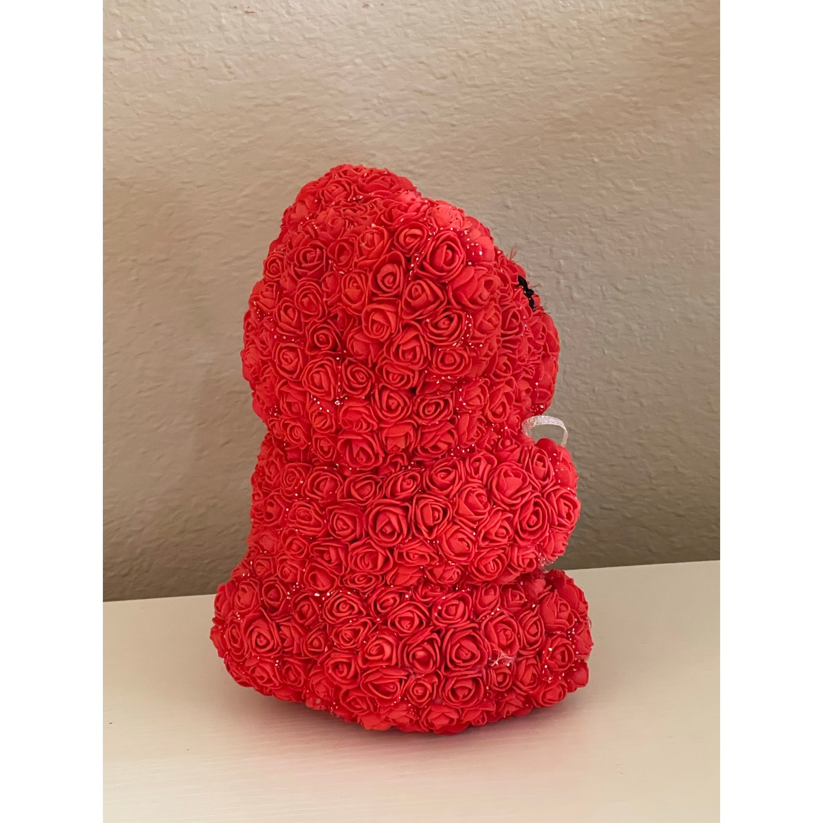 Handmade By Me Hot Red Rose Bear With Eyes