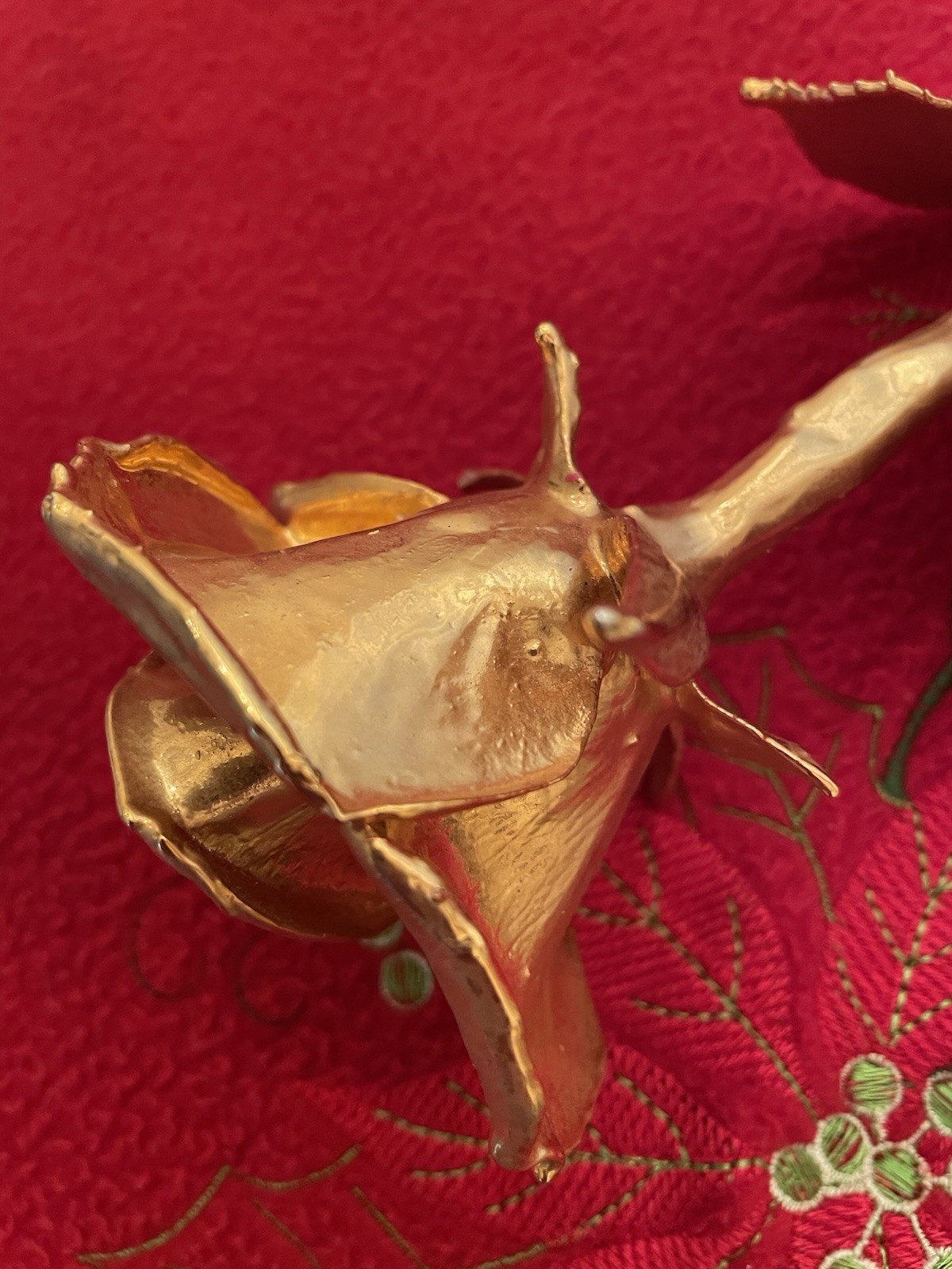 24k Gold Dipped Real Rose Preserved Forever Flower Solid Gold Color