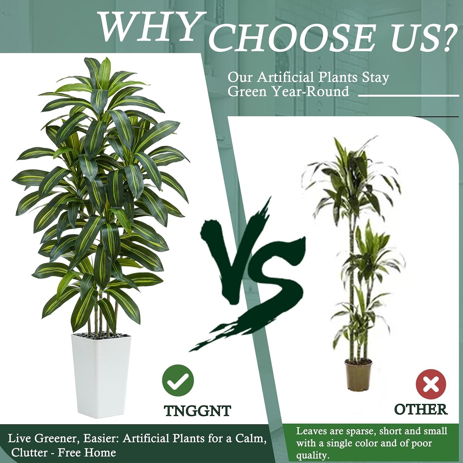 Weather Resistant 6FT Dracaena Tree with Decorative Pebbles – All-Season Appeal