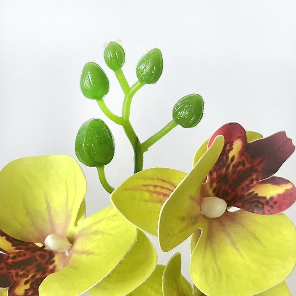 Artificial Orchid Arrangement 3 Bloom 7.09in with Square Pot for Living Room