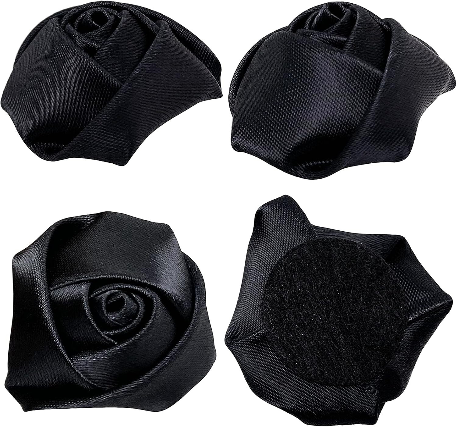50Pcs Satin Ribbon Rose 4D Handmade Fabric Flowers 1.4″ for DIY Wedding Bouquet