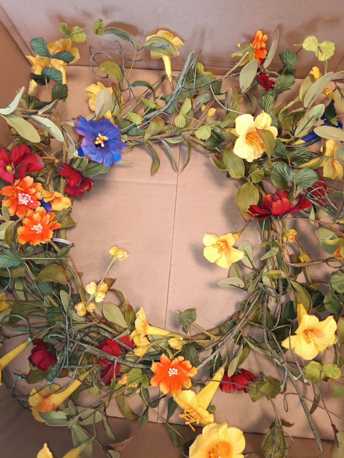 Melrose 20″ Artificial Summer Garden Trumpet Flower Wreath Colorful