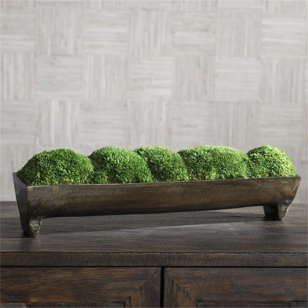 Bowery Hill Aluminum and Foam Small Centerpiece in Bronze/Green