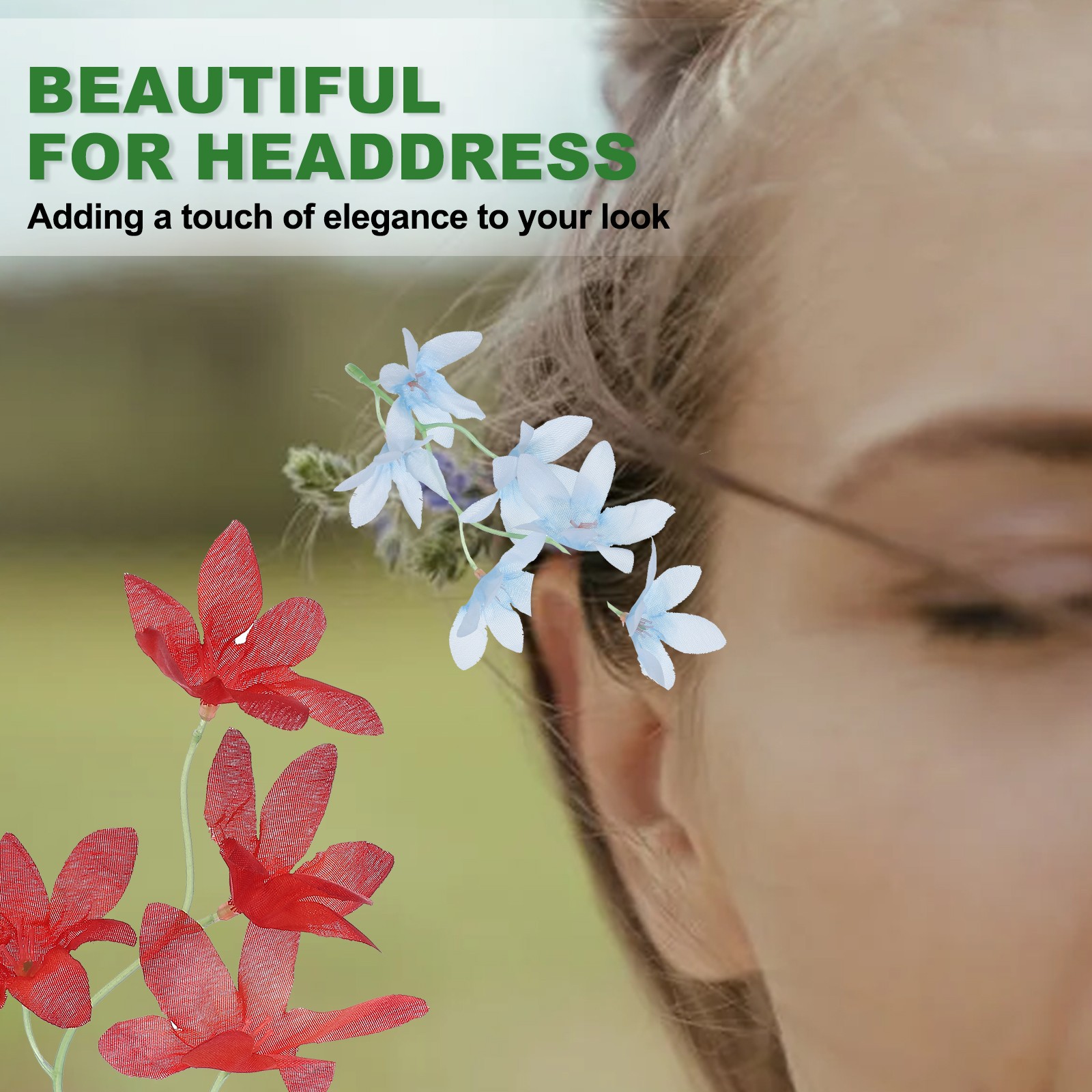 Orchids Fake Flowers 15 Pcs Artificial Flower Hairpin Wedding Shell Pink