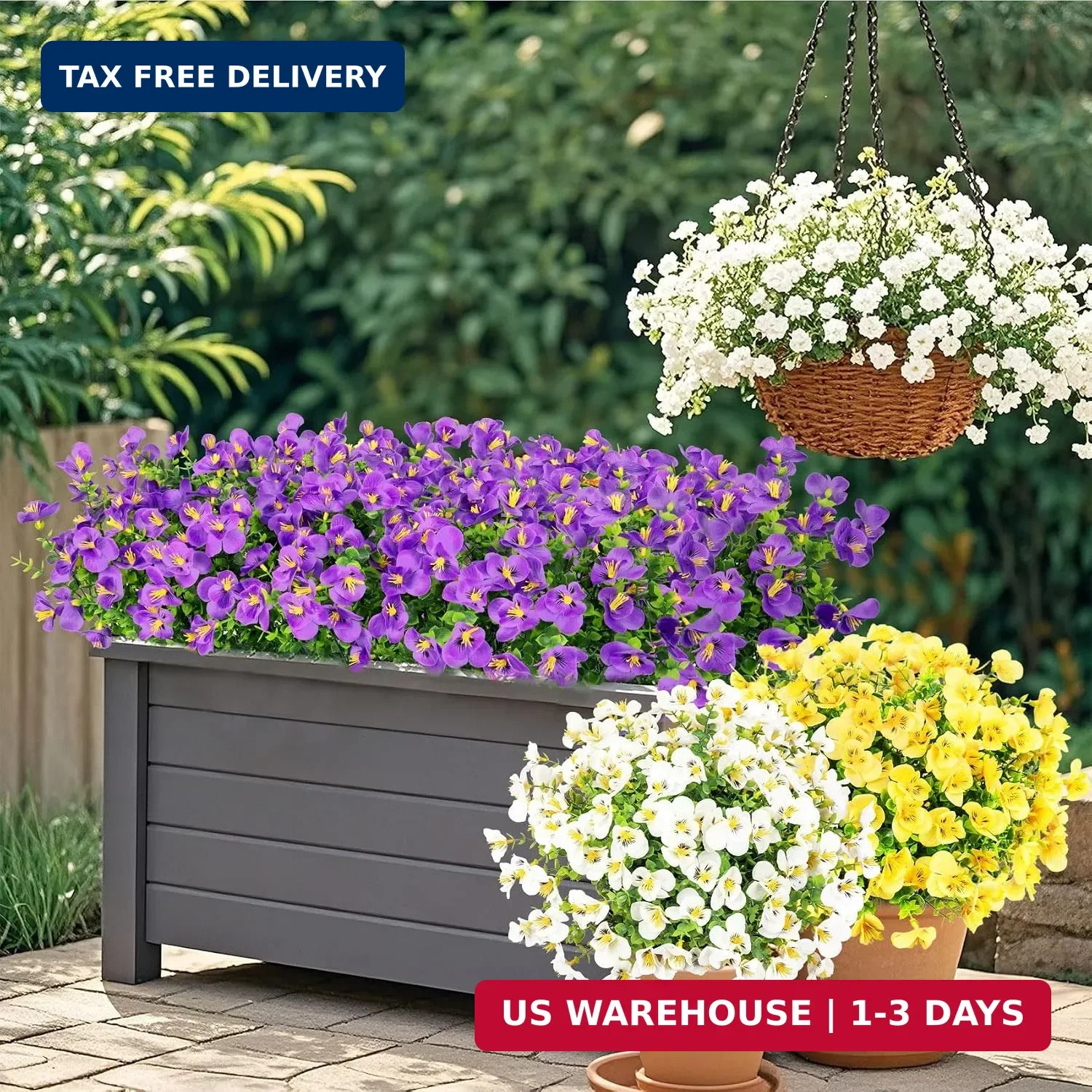 16 Bundles Artificial Flowers for Outdoors Decoration, Fake Pansy Flowers UV Res